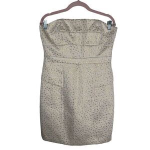 Cynthia Steffe Women's Diandra Metallic Dress Gold Cream Size 12